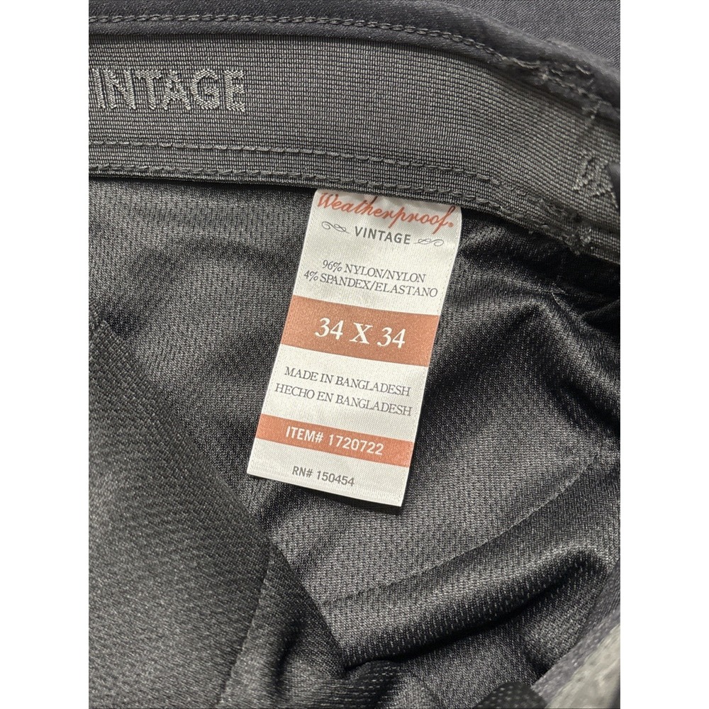 Weatherproof Vintage Tech Pants 34x34 Black Water Resistant Stretch NWT - Picture 6 of 6